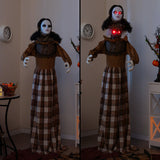 Tangkula 5.8 FT Halloween Animated Haunted Woman with Pop Up Head, Animatronic Scary Witch with Sound Activated Design & Control Button