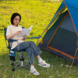 Tangkula Swivel Camping Chair, Portable Lawn Chair with Cup Holder, Storage Pocket, Carrying Bag