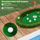 Tangkula Floating Golf Green for Pool, Floating Chipping Green Includes Golf Hitting Mat