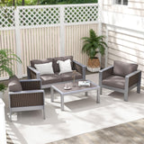 Tangkula 2 Pieces Aluminum Single Sofa, Outdoor Patio Furniture Set with Thick Back & Seat Cushions (Gray)