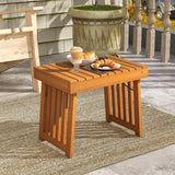 Tangkula Patio Foldable Side Table, Outdoor Folding Acacia Wood Coffee Table w/Slatted Tabletop