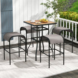 Tangkula 5-Piece Patio Dining Set, Outdoor 27.5" Bar Height Table & 4 30" Barstools w/Umbrella Hole