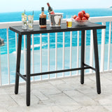 Tangkula 36" Patio Counter Height Bar Table, Rectangular High Pub Table with Sturdy Metal Frame and Adjustable Foot Pads