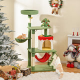 Tangkula Christmas Cat Tree, 52” Tall Cat Tower with Sisal Scratching Posts & Xmas Tree