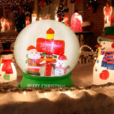 Tangkula 4.2 FT Christmas Inflatable Santa Snow Globe, Light Up Crystal Ball with Santa, Snowman & Road Sign