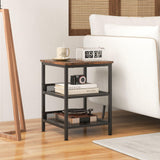 Tangkula Square Side Table, 3-Tier Nightstand with Dual Mesh Shelves, Industrial End Table for Living Room