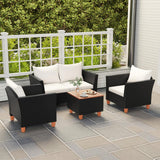 Tangkula Outdoor Conversation Set, Patio Cushioned Chairs w/Storage Coffee Table