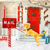 Tangkula 5.5 FT Christmas Lighted Mailbox & Dog, Xmas Decoration with 120 Warm White LED Lights