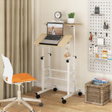 Tangkula Mobile Stand Up Desk, Adjustable Computer Desk, Height Adjustable and Special Tilting Surface Design