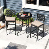 Tangkula Outdoor Bar Stools Set of 2 or 4, 27” Counter Height Barstools with Removable Cushions