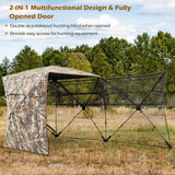 Tangkula 2-3 Person Hunting Blind with Full Open Door, 360 Degree See Through Ground Blind with Silent Slide Windows