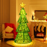 Tangkula 6.2 FT Lighted Pop-up Christmas Tree, Indoor/Outdoor Pre-Lit Xmas Tree with 200 LED Lights