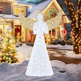 Tangkula 5 FT Lighted Christmas Angel, Light-up Winged Xmas Angel with 150 LED Lights, Zip Ties & Ground Stakes