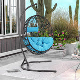 Tangkula Egg Chair with Stand, Hanging Egg Swing Chair with Removable Seat Cushion & Headrest