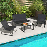 Tangkula 4 Pieces Patio Furniture Set, Outdoor Conversation Set with Tempered Glass Coffee Table