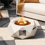 Tangkula Propane Fire Pit Table, 28” Hexagon Terrazzo Gas Fire Pit, Protective Cover & Tank Seat Included, 40,000 BTU Smokeless Fire Pit