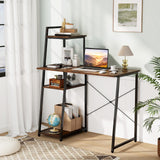 Tangkula Computer Desk with Shelves, Space Saving Home Office Desk with 3-Tier Ladder Shaped Storage Bookshelf