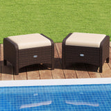 Tangkula 2 Pieces Outdoor Patio PE Wicker Ottomans with Removable Cushions