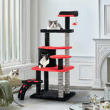 Tangkula Gothic Cat Tree, 52 Inch Black Cat Tower with Coffin Cat Bed, Cat Condo, Spooky Goth Cat Tree for Indoor Cats