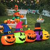 Tangkula 9 FT Inflatable Halloween Pumpkin Patch Family, Blow up Yard Decoration with Built-in LED Lights and Witch Hats