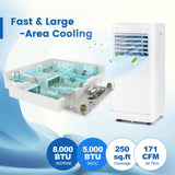 8000 BTU Portable Air Conditioner, Personal AC Unit with Dehumidifier & Fan Mode, Sleep Mode, 24H Timer