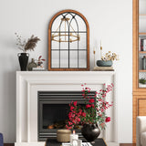 Tangkula Arched Window Mirror, Window Frame Decor Wall Mounted Mirror with Back Board, 24" x 36" Wall Mirror