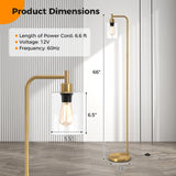 Tangkula Industrial Floor Lamp, Modern Standing Lamp with Hanging Glass Lampshade & Foot Switch