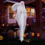 Tangkula 8.3 ft Halloween Standing Haunted Angel, Voice Activated Animatronic Ghost w/Lighted Eyes