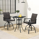 Tangkula 3 Pieces Wicker Patio Swivel Bar Set