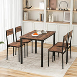 Tangkula Dining Table Set for 4, Retro Kitchen Table and Chairs Set for 4