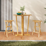 Tangkula Outdoor Bar Stools Set, No Assembly Foldable Teak Wood Bar Height Stool with Countered Seat & Footrest