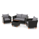 Tangkula Outdoor Conversation Set, Patio Cushioned Chairs w/Storage Coffee Table