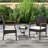 Tangkula Patio Wicker Chair Set of 2, Outdoor PE Rattan Chairs with Soft Zippered Cushion & Acacia Wood Armrests