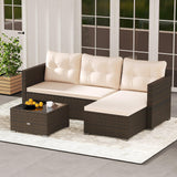 Tangkula L Shaped Outdoor Patio Furniture Set, with Cushions and Tempered Glass Coffee Table