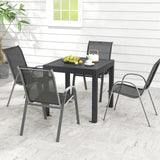 Tangkula 5 PCS Outdoor Dining Table Set, Patio Furniture Set w/Extendable Aluminum Table & 4 Stackable Chairs