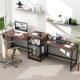 Tangkula 97" Extra Long 2-Person Computer Desk with Power Outlet