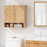 Tangkula Medicine Cabinet w/ 2 Rattan Doors, Wall Mounted Bathroom Cabinet Over The Toilet(No Back, Natural)