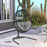 Tangkula Egg Chair with Stand, Hanging Egg Swing Chair with Removable Seat Cushion & Headrest