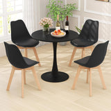 Tangkula Round Dining Table Set for 4, Kitchen Table Set with Padded Seat & Solid Wood Legs