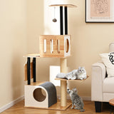 Tangkula Modern Cat Tree, Tall Multi-Level Cat Tower with Double Condos, Jumping Platforms