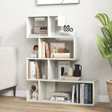 Tangkula S-Shaped Bookshelf, 5-Tier Modern Geometric Stepped Bookcase with Anti-Tipping Kits