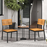 Tangkula Patio Dining Chair Set of 2/4, Outdoor Armless Chairs w/Metal and Acacia Wood Frame