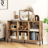 Tangkula 6 Cube Bookshelf, 2-tier Wood Storage Open Bookcase with Elevated Metal Legs, 5-Position Adjustable Shelf