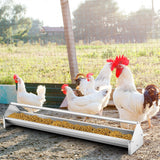 Tangkula Chicken Feeding Trough, 45 Inch Long Heavy Duty Galvanized Steel Coop Feeder with Drainage Holes