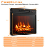 18" Electric Fireplace Heater, Freestanding & Recessed 1400 W Electric Stove Heater