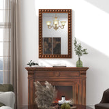 Tangkula Rustic Wall Mirror, 24" x 36" Rectangle Wall Mounted Mirror w/Solid Wood Frame