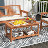 Tangkula Hardwood Outdoor Patio Coffee Table