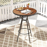 Tangkula 28” Outdoor Bar Table, Round Bar Height Table with Wood-Like Tabletop