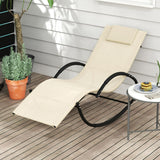 Tangkula Rocking Lounge Chair Outdoor, Zero Gravity Chaise Lounger with Removable Headrest, Fabric Backrest & Seat