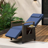 Tangkula Patio Wicker Recliner Chair, Rattan Lounge Chair w/Adjustable Backrest & Footrest